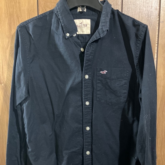 Hollister Women’s Stretch Button-Down Shirt – Dark Blue, Size Small - Picture 1 of 4